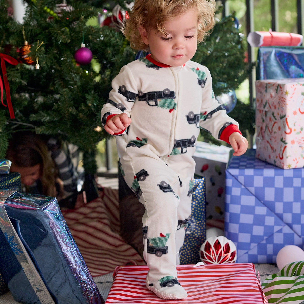 Baby & Toddler Neutral Trucks Footed Fleece Pajamas sleepwear Gerber® 