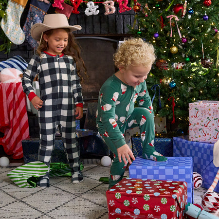 2-Pack Baby & Toddler Neutral Santas Footed Fleece Pajamas