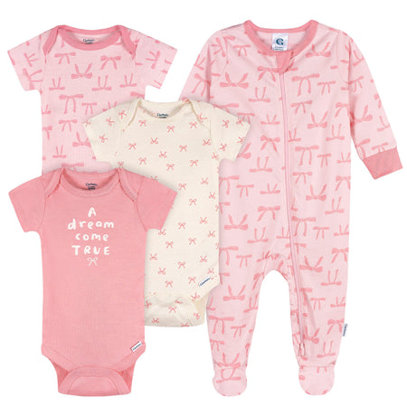 4-Pack Baby Girls Hearts & Dreams Onesies® Bodysuits and Sleep 'N Play