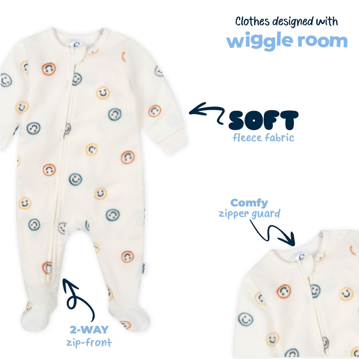 Baby & Toddler Boys Smileys Footed Fleece Pajamas sleepwear Gerber® 
