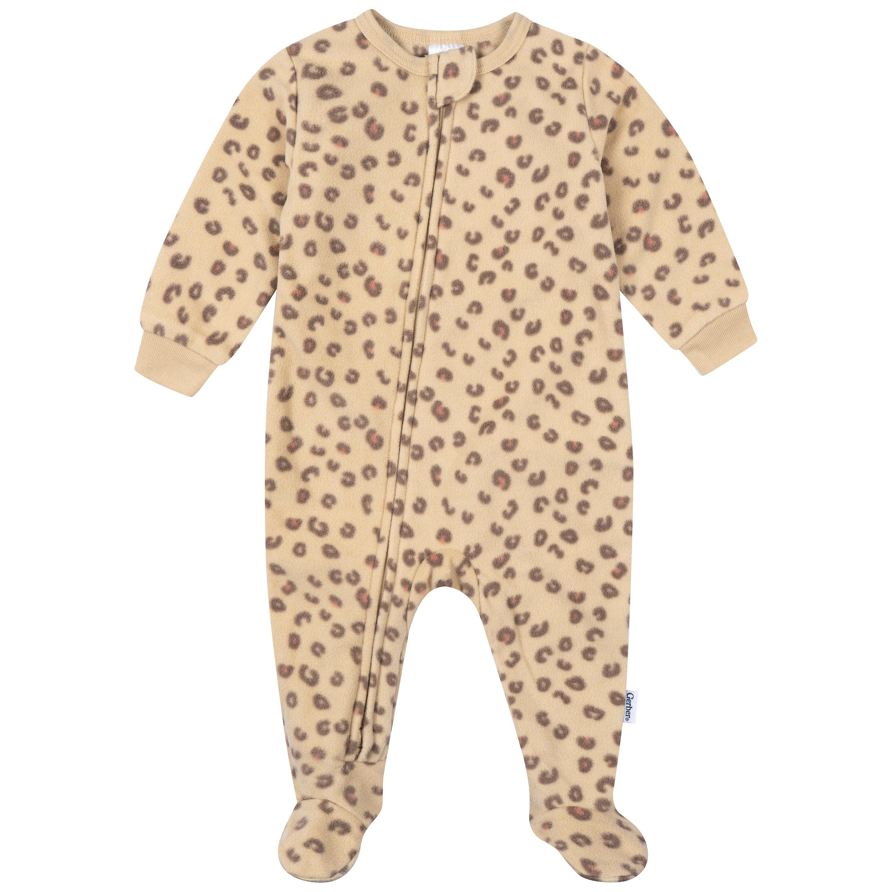 Baby & Toddler Girls Leopard Footed Fleece Pajamas sleepwear Gerber® 