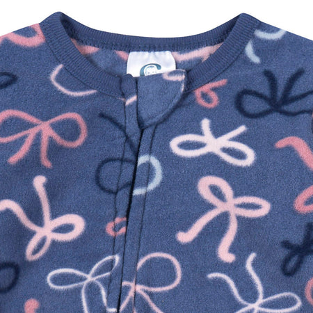 Baby & Toddler Girls Bows Footed Fleece Pajamas