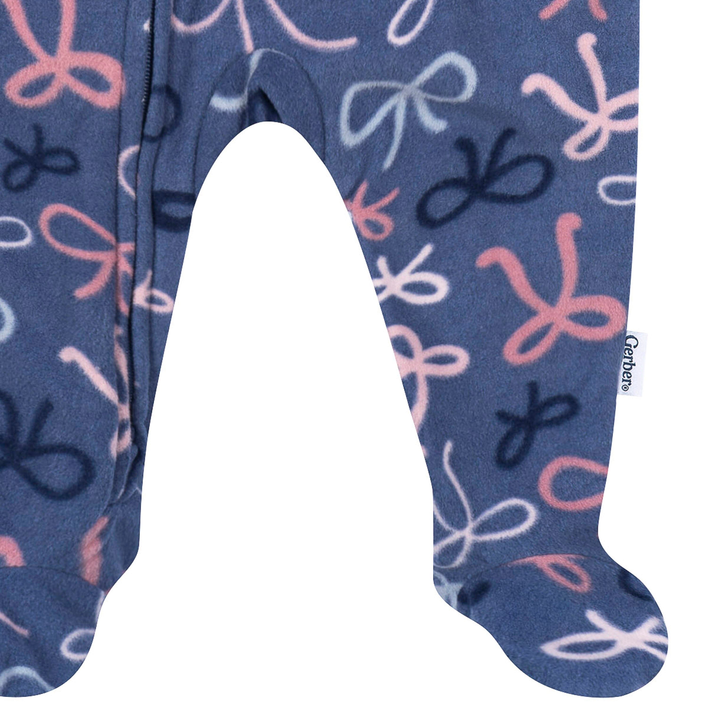 Baby & Toddler Girls Bows Footed Fleece Pajamas sleepwear Gerber® 