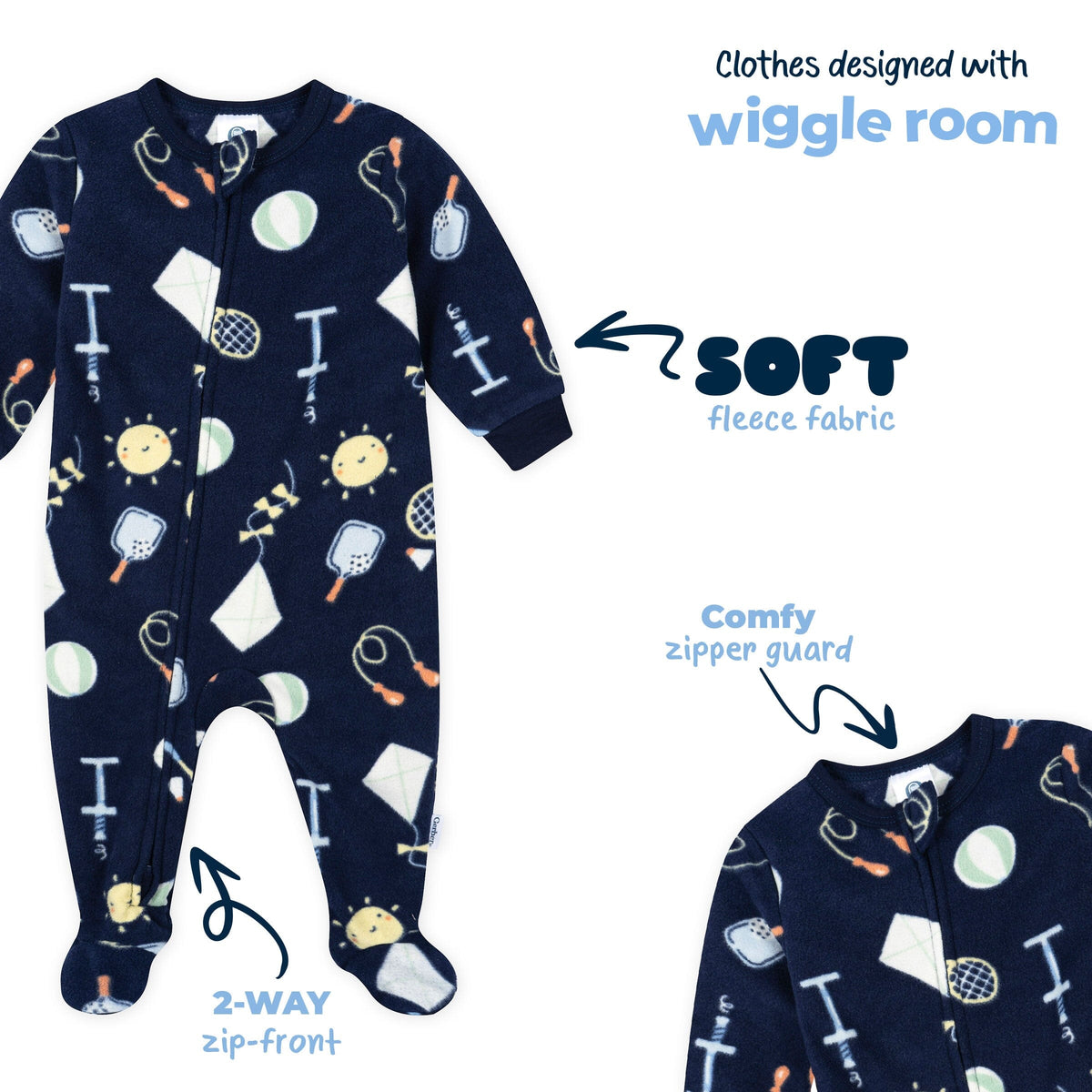 Baby & Toddler Neutral Playtime Footed Fleece Pajamas sleepwear Gerber® 