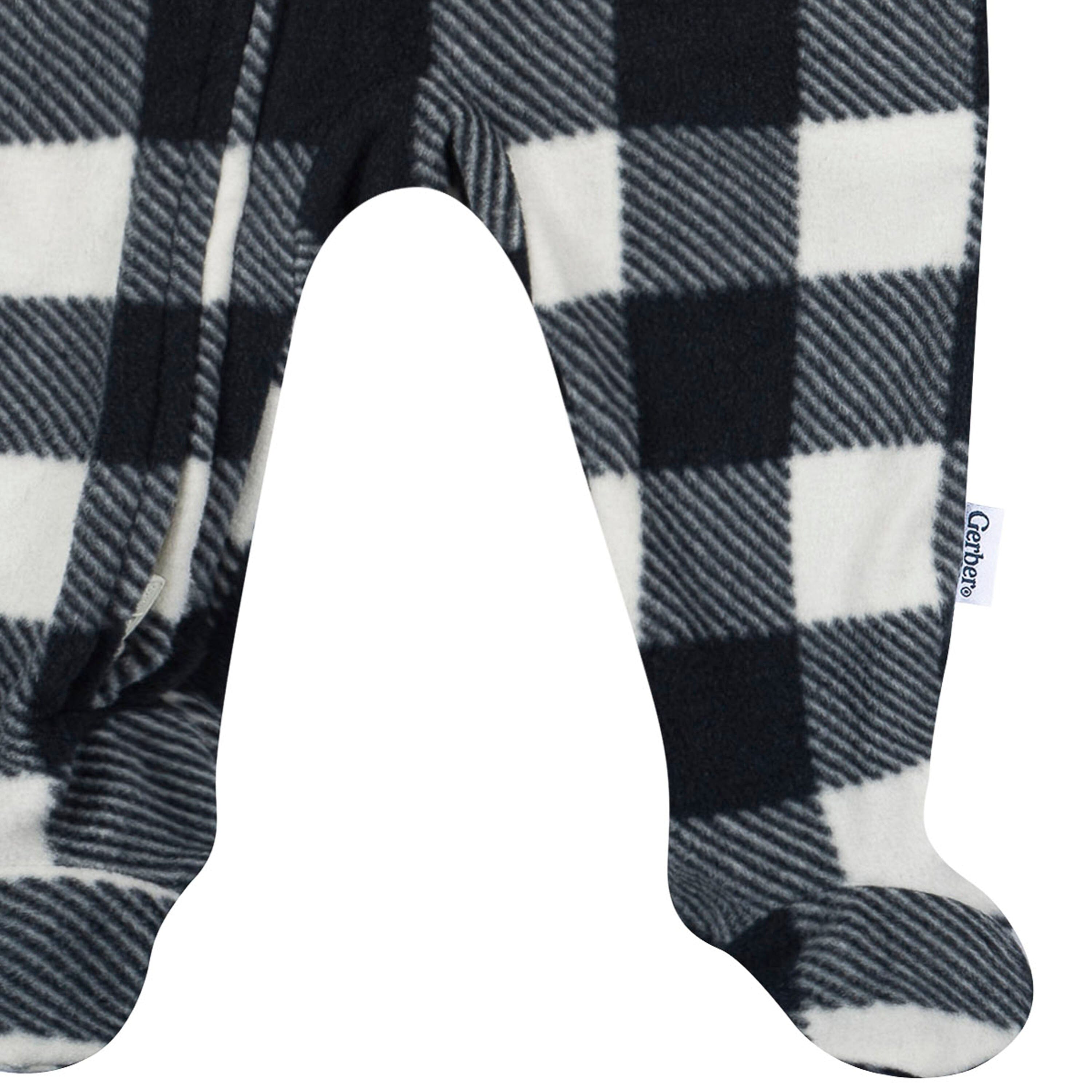 Baby & Toddler Neutral Gingham Footed Fleece Pajamas sleepwear Gerber® 