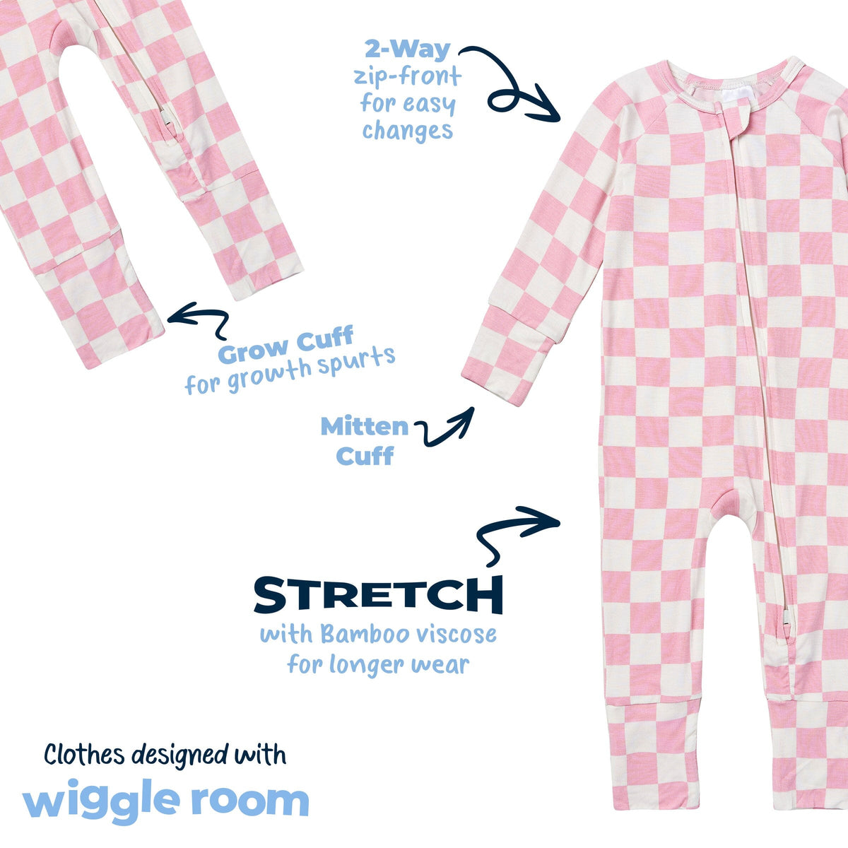 Baby & Toddler Girls Pink Check Snug Fit Footless Pajamas sleepwear Gerber® 