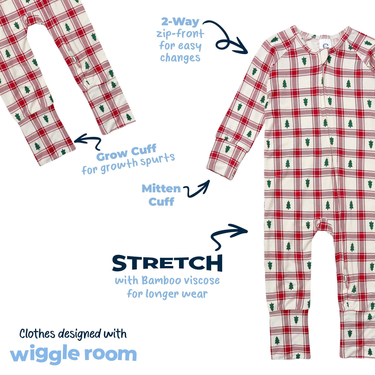 Baby & Toddler Neutral Plaid Tree Snug Fit Footless Pajamas sleepwear Gerber® 