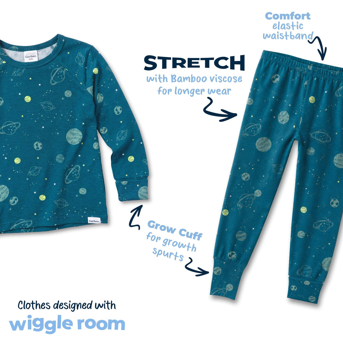 2-Piece Infant & Toddler Boys Blue Space Snug Fit Pajamas sleepwear Gerber® 