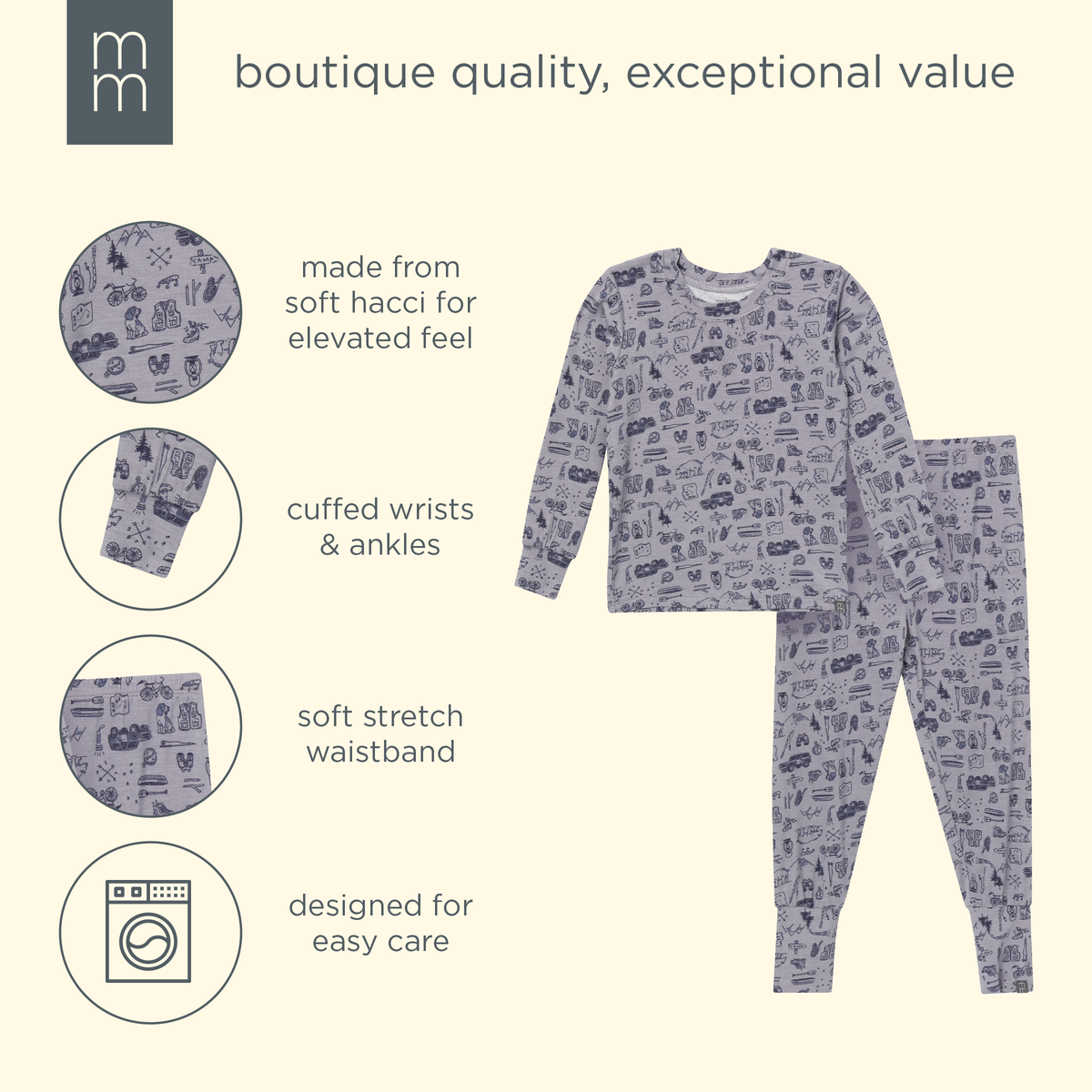 2-Piece Infant & Kid Boys Moody Blue Snug Fit Pajama