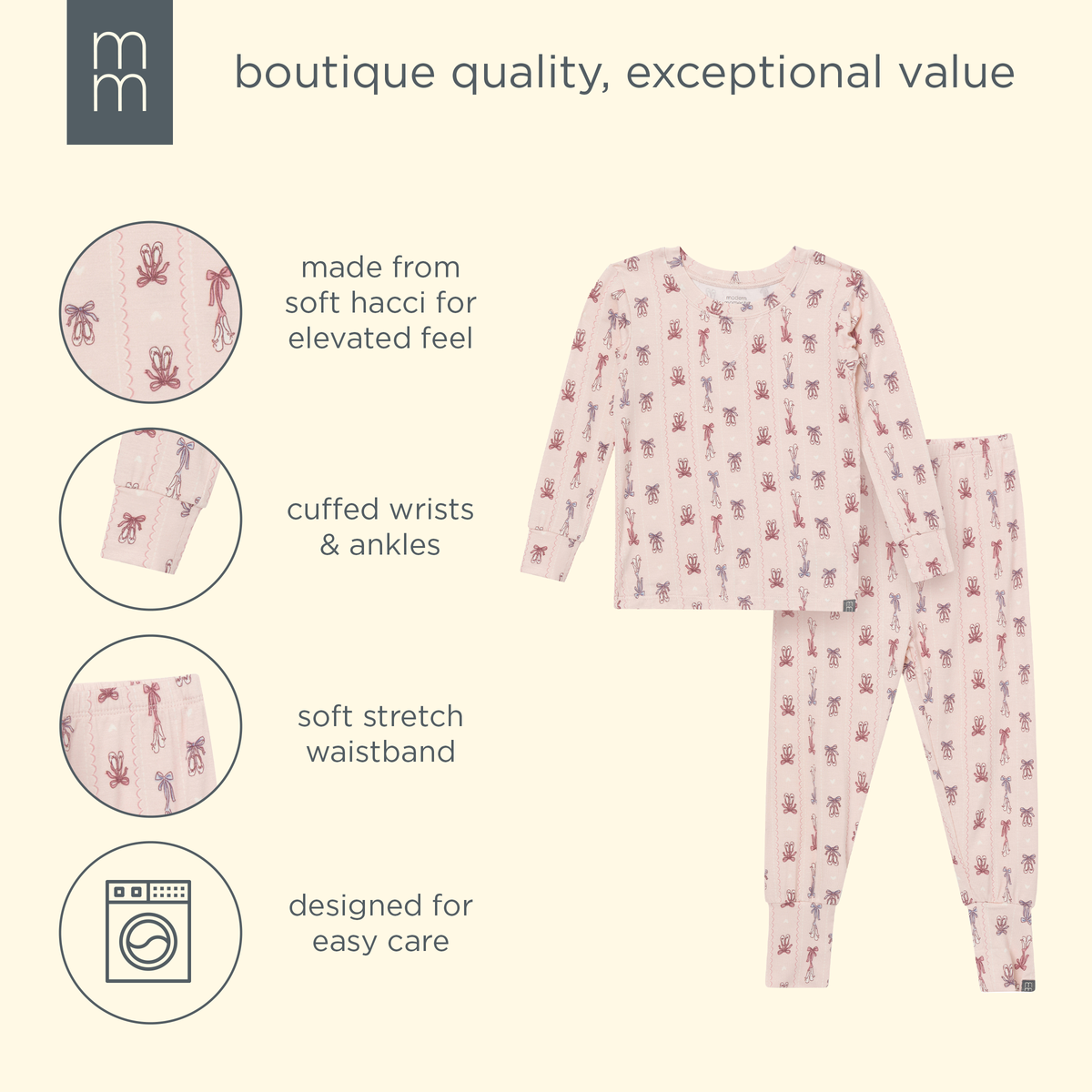 2-Piece Infant & Kid Girls Ballerina Pink Snug Fit Pajama