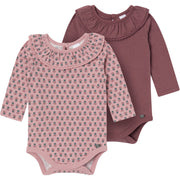 2-Pack Baby Girls Pale Mauve Ruffled Collar Bodysuit onesies modern moments™ by Gerber® 