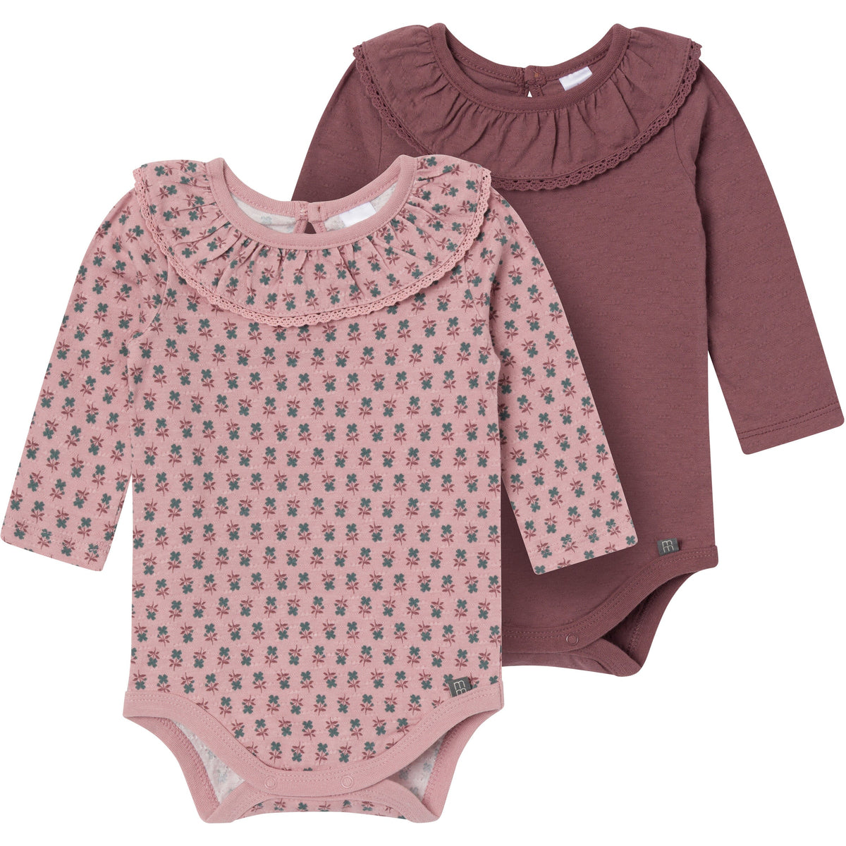 2-Pack Baby Girls Pale Mauve Ruffled Collar Bodysuit onesies modern moments™ by Gerber® 