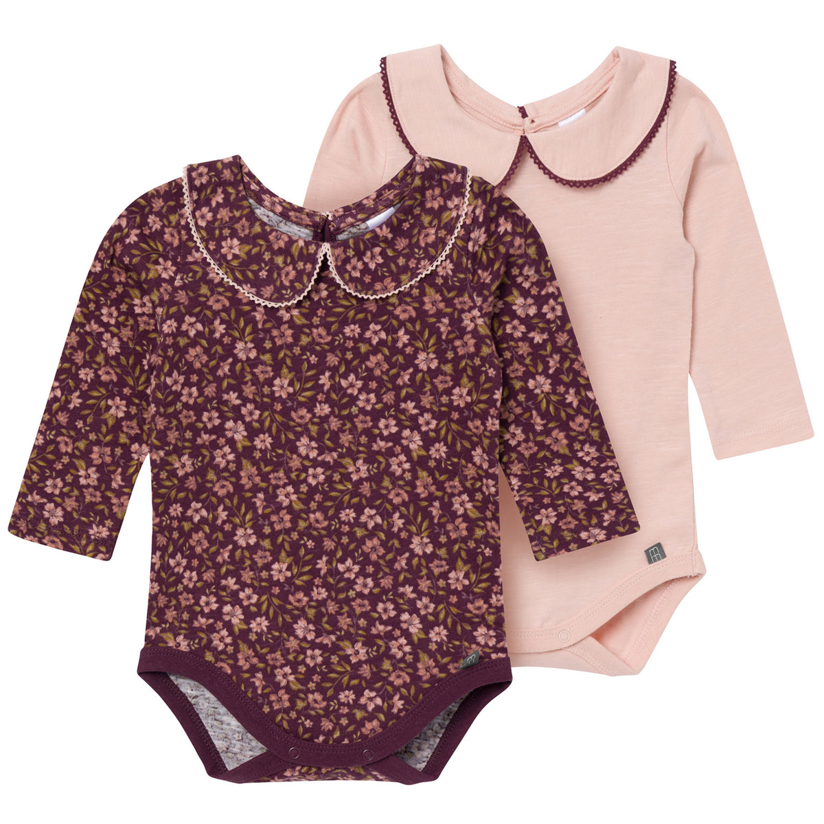 2-Pack Baby Girls Rose Peter Pan Collar Bodysuit