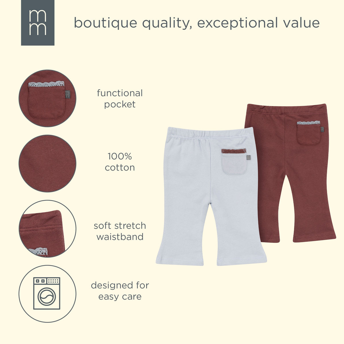 2-Pack Baby Girls Smoke Flare Pants bottoms modern moments™ by Gerber® 