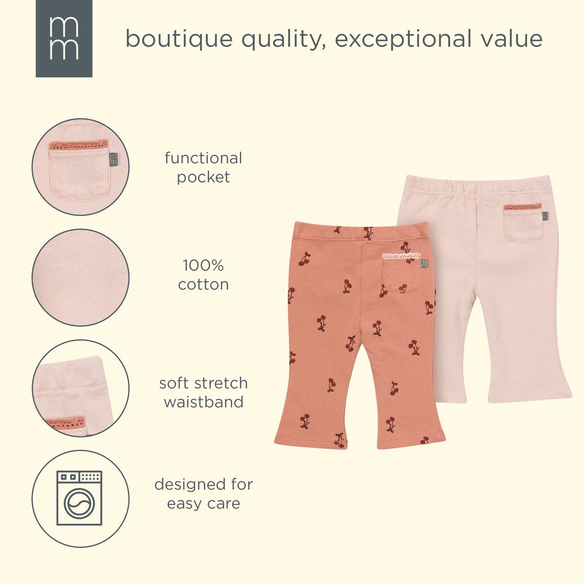 2-Pack Baby Girls Cherry Flare Pants bottoms modern moments™ by Gerber® 