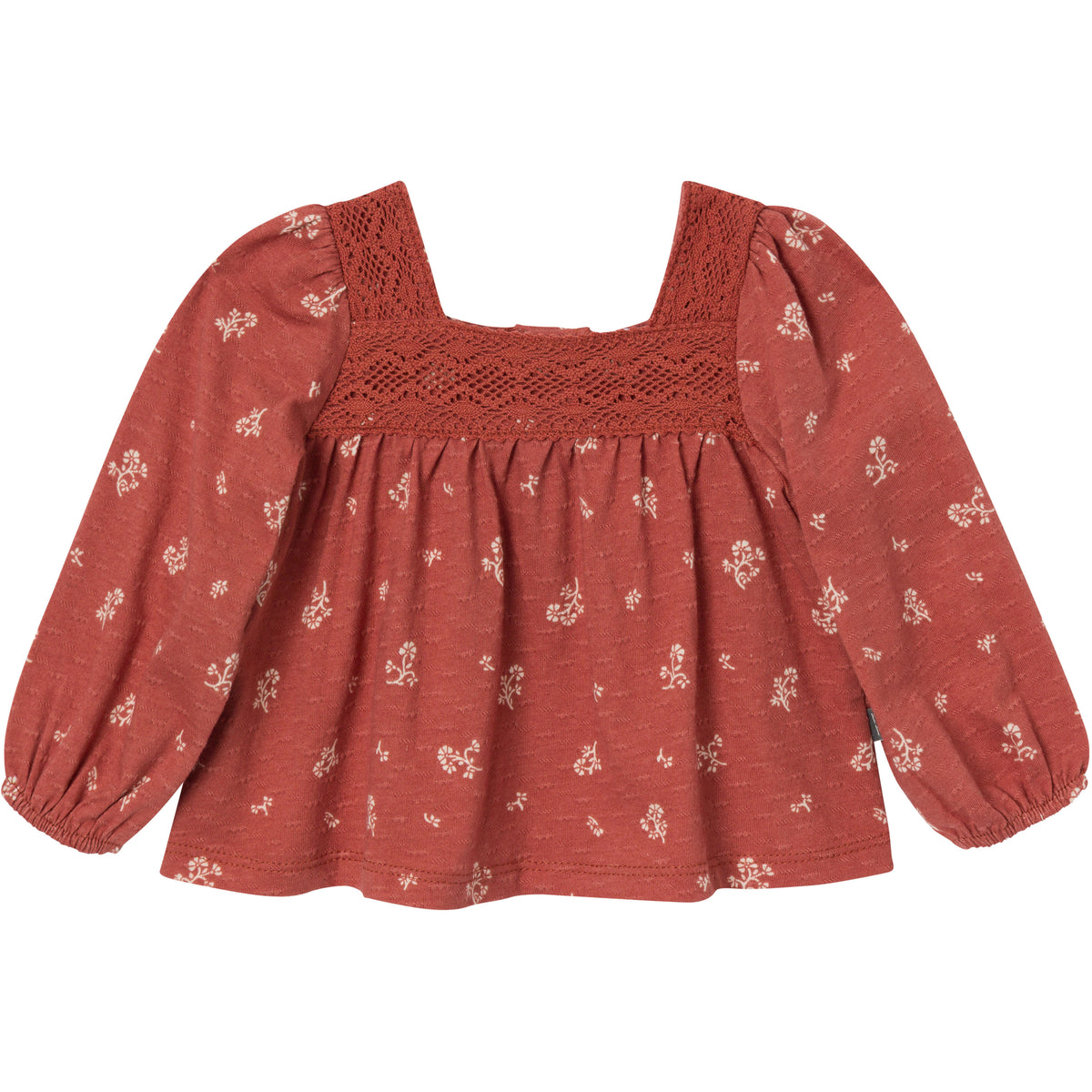 2-Piece Baby Girls Terracotta Crochet Top & Pant Set