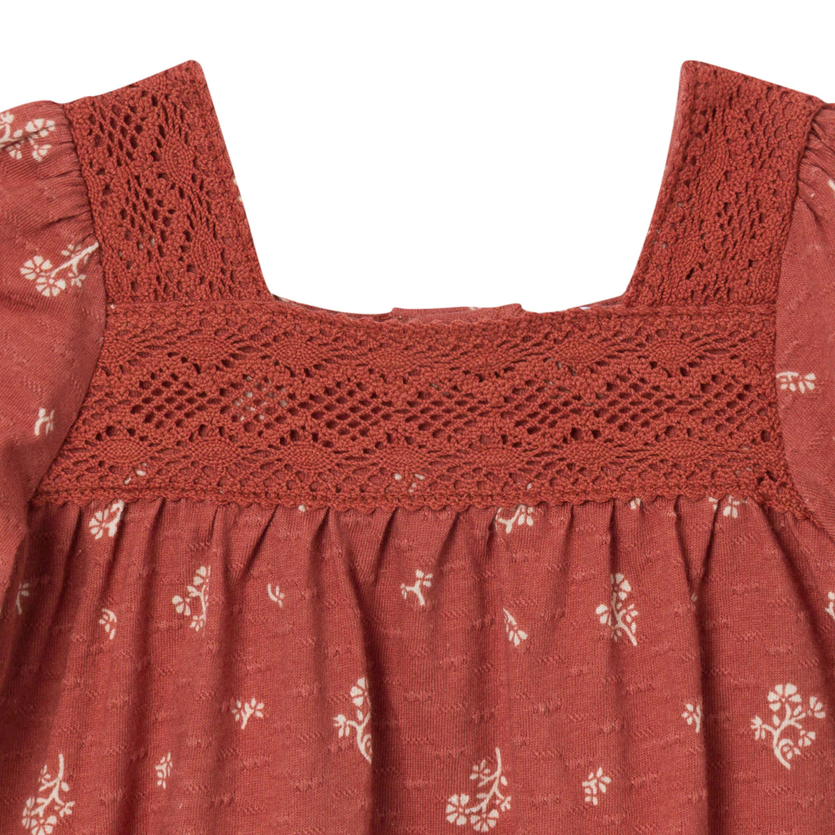 2-Piece Baby Girls Terracotta Crochet Top & Pant Set