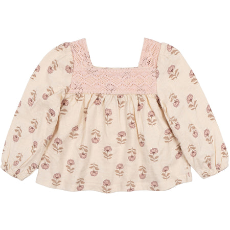 2-Piece Baby Girls Oatmeal Rose Crochet Top & Pant Set