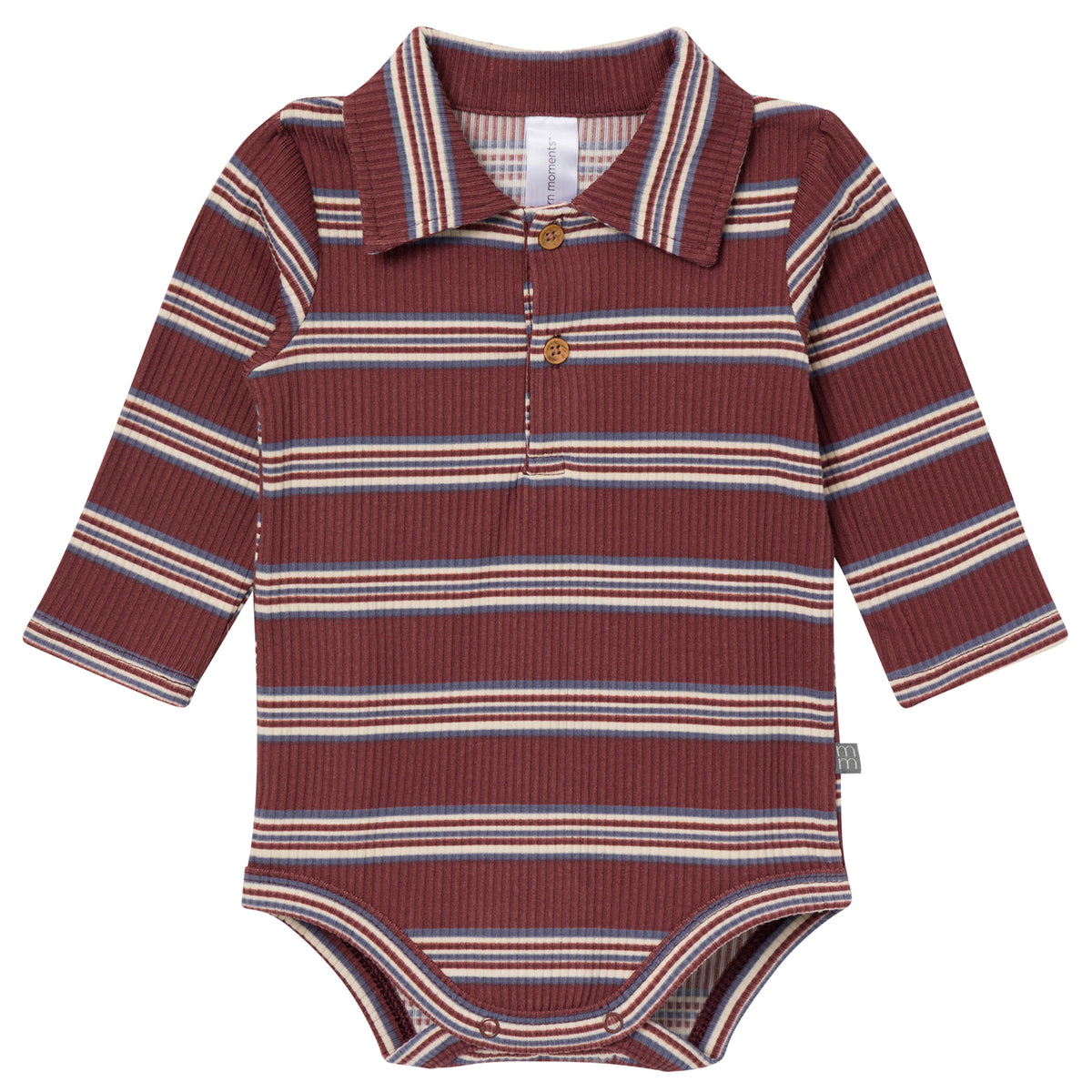 2-Pack Baby Boys Maroon/Dusty Blue Polo Henley Bodysuit