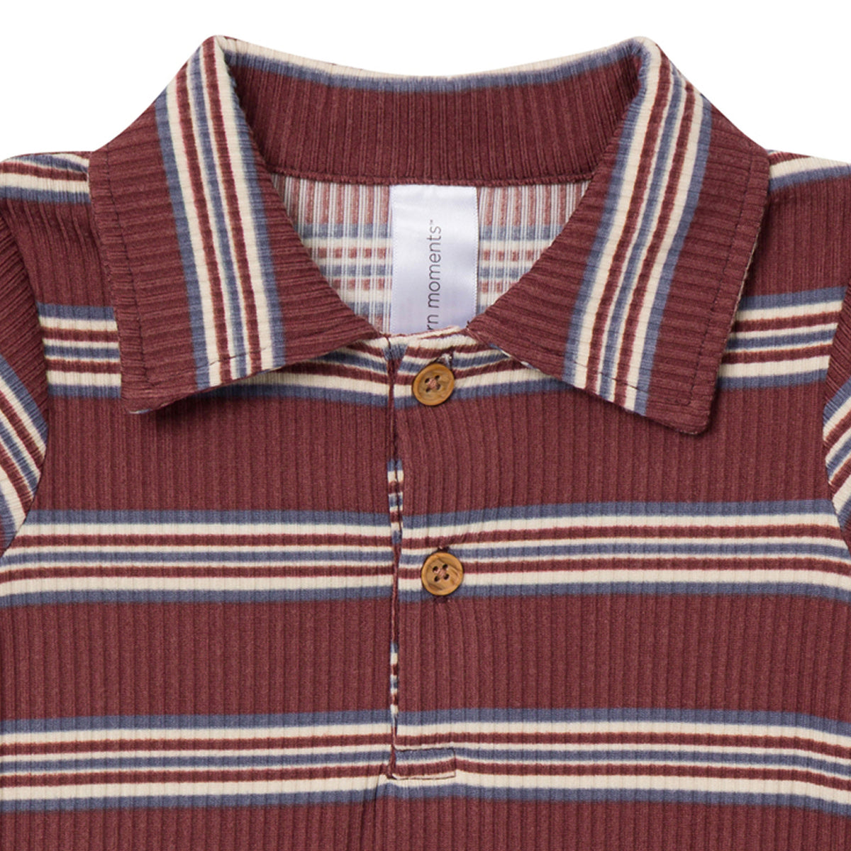 2-Pack Baby Boys Maroon/Dusty Blue Polo Henley Bodysuit