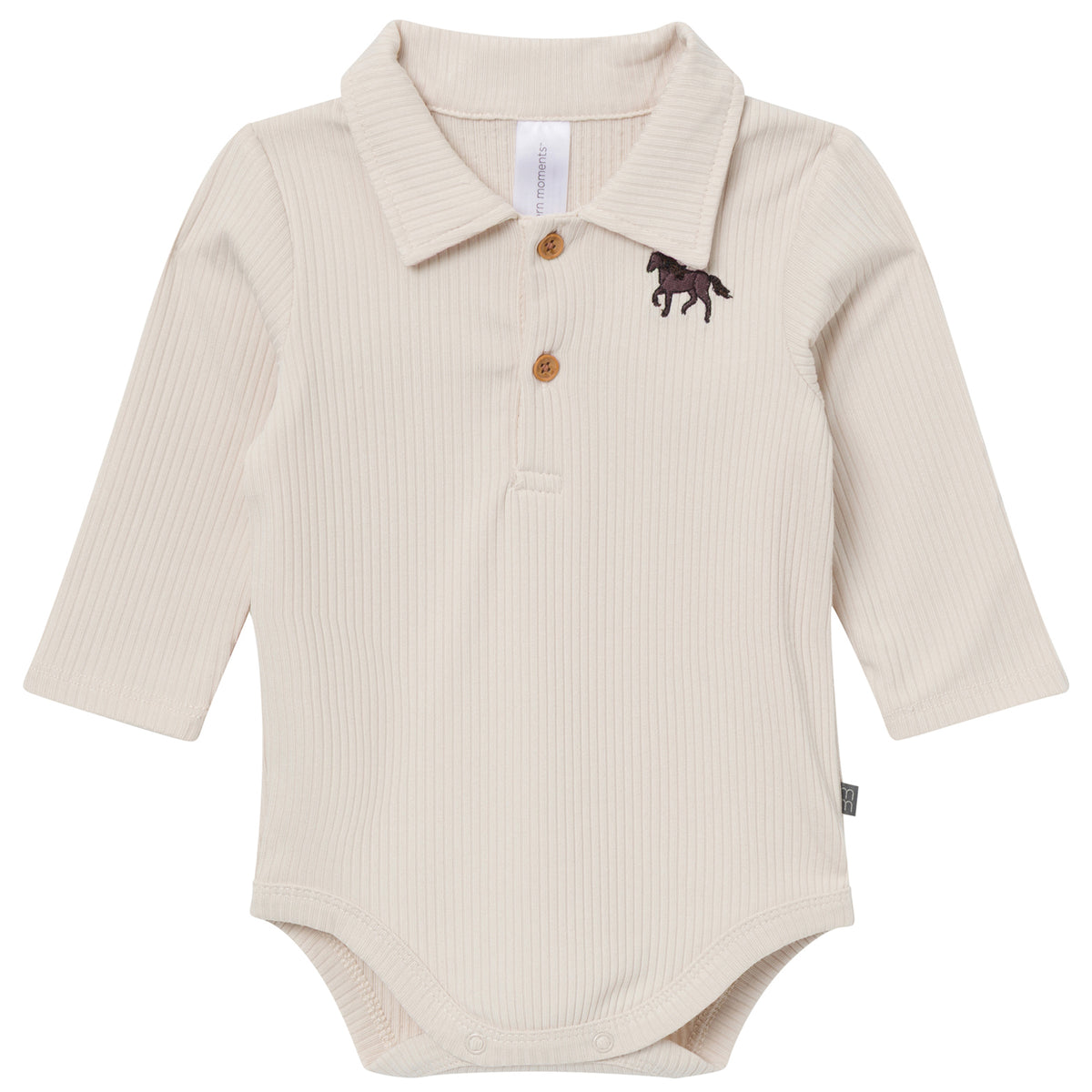 2-Pack Baby Boys Oatmeal/Pewter Polo Henley Bodysuit