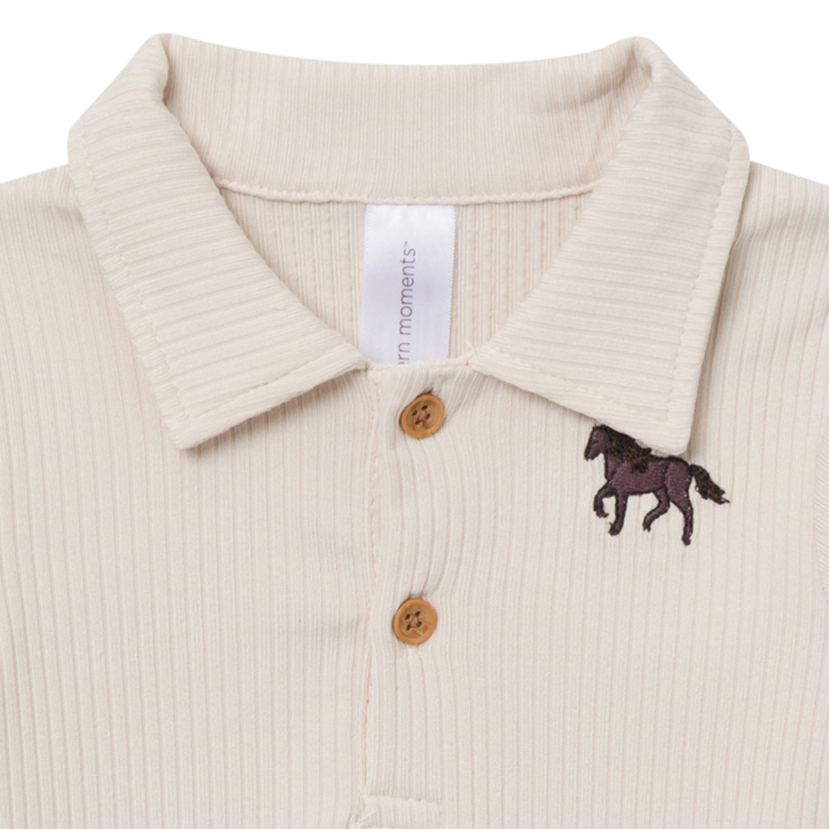 2-Pack Baby Boys Oatmeal/Pewter Polo Henley Bodysuit