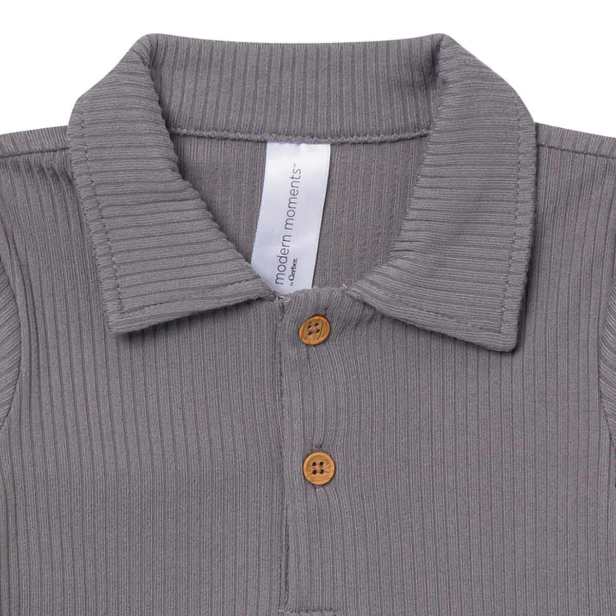 2-Pack Baby Boys Oatmeal/Pewter Polo Henley Bodysuit
