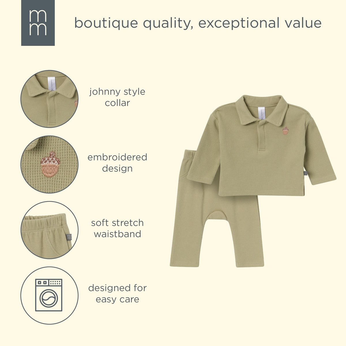 2-Piece Baby Boys Elm Johnny Collar Set outfits modern moments™ by Gerber® 