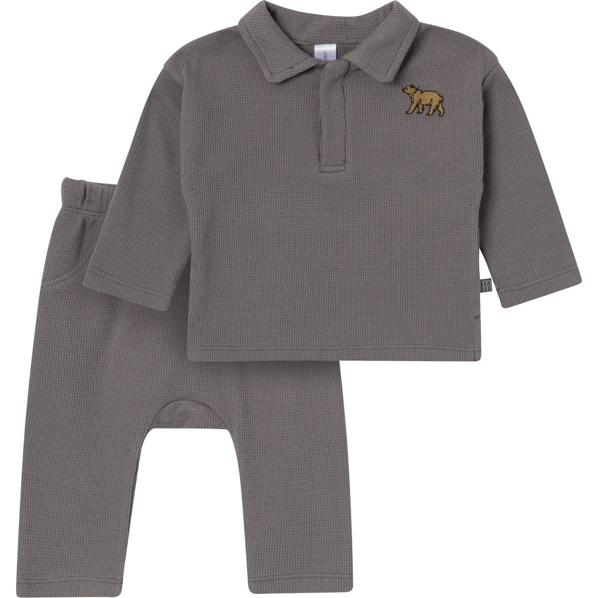 2-Piece Baby Boys Steel Gray Johnny Collar Set outfits modern moments™ by Gerber® 
