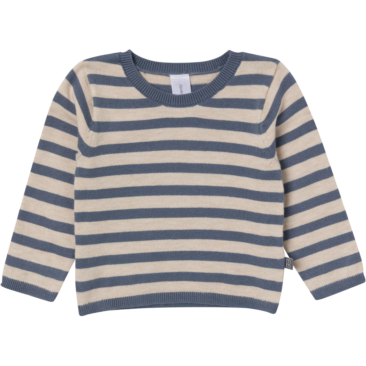 2-Piece Baby Boys Oatmeal-Dusty Blue Stripe Sweater Overall Set