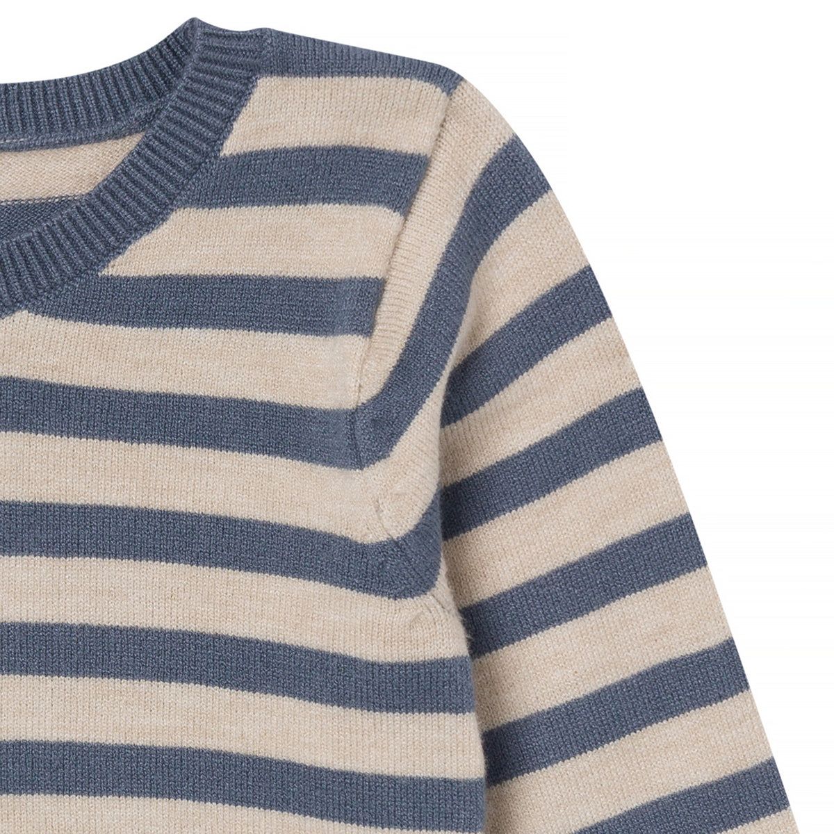 2-Piece Baby Boys Oatmeal-Dusty Blue Stripe Sweater Overall Set