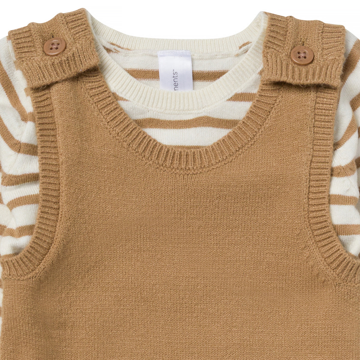 2-Piece Baby Boys Tofu-Camel Stripe Sweater Overall Set