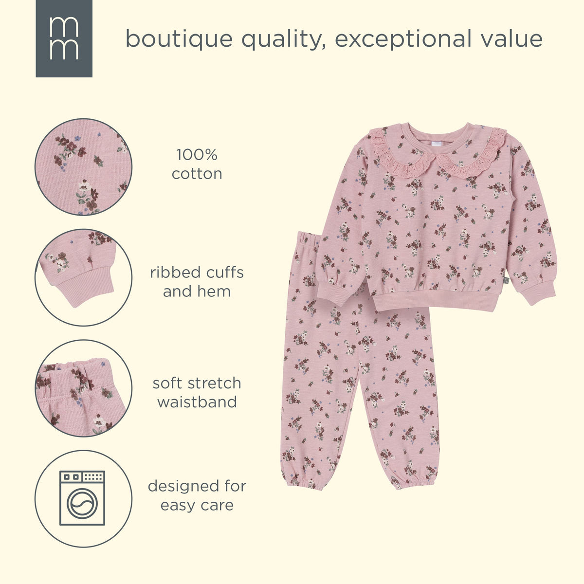 2-Piece Baby Girls Mauve Sweatshirt Set outfits modern moments™ by Gerber® 