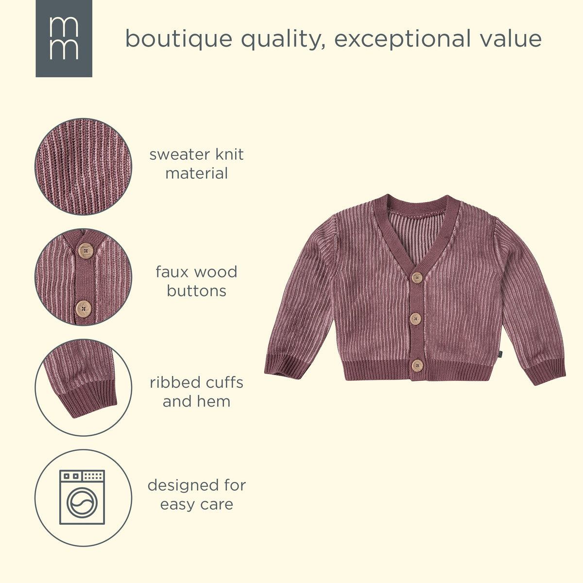 Infant & Kids Girls Dusty Rose Fisherman Rib Cardigan tops modern moments™ by Gerber® 