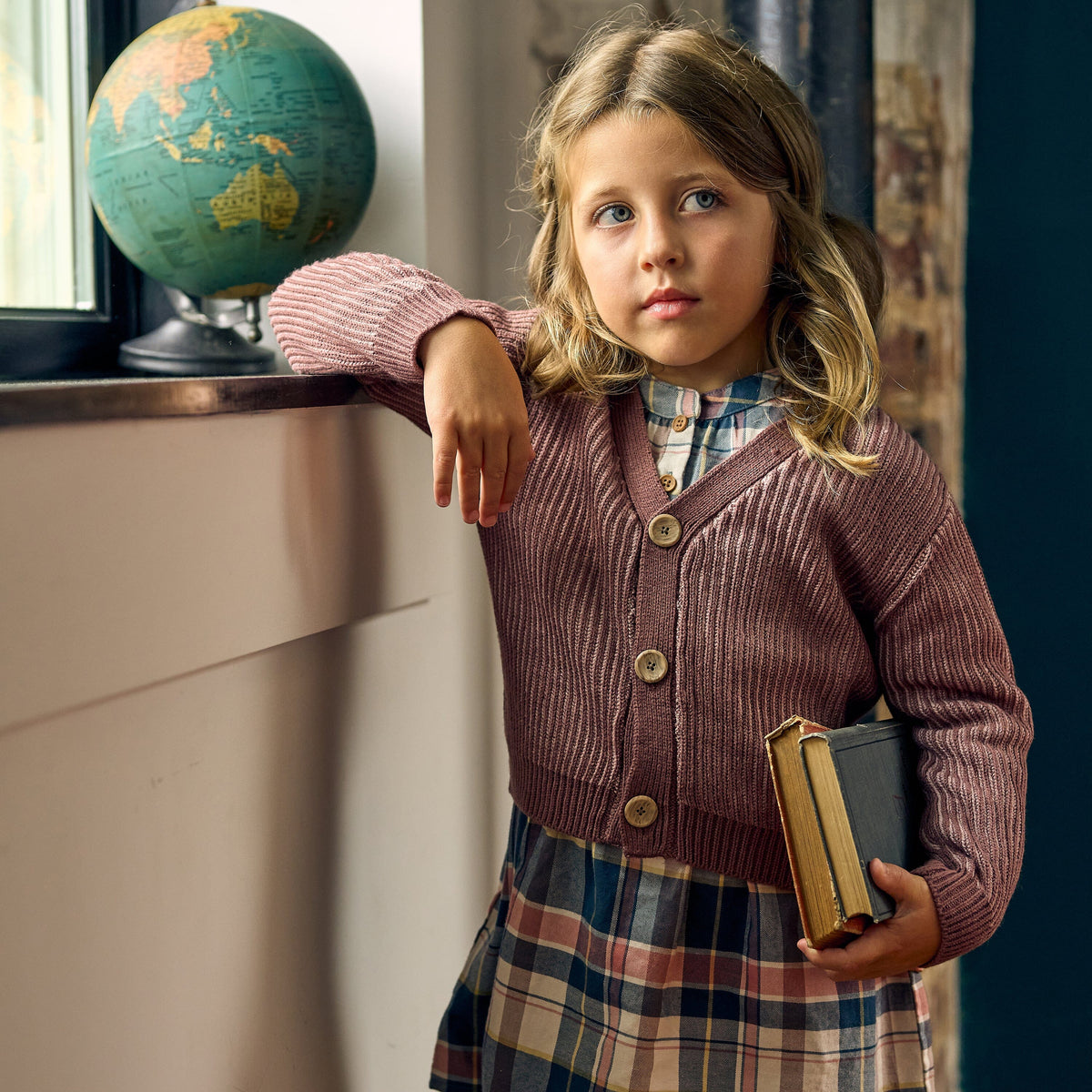 Infant & Kids Girls Dusty Rose Fisherman Rib Cardigan tops modern moments™ by Gerber® 
