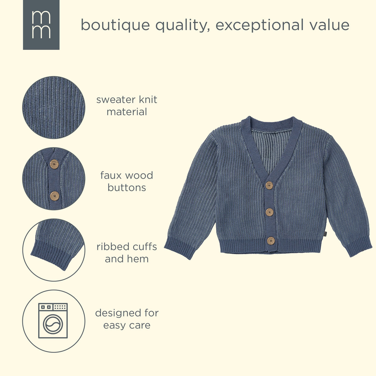 Infant & Kid Girls Slate Fisherman Rib Cardigan tops modern moments™ by Gerber® 