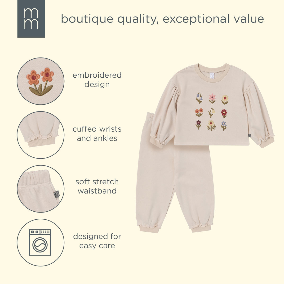 2-Piece Infant & Kid Girls Oatmeal Balloon Sweatshirt Set outfits modern moments™ by Gerber® 