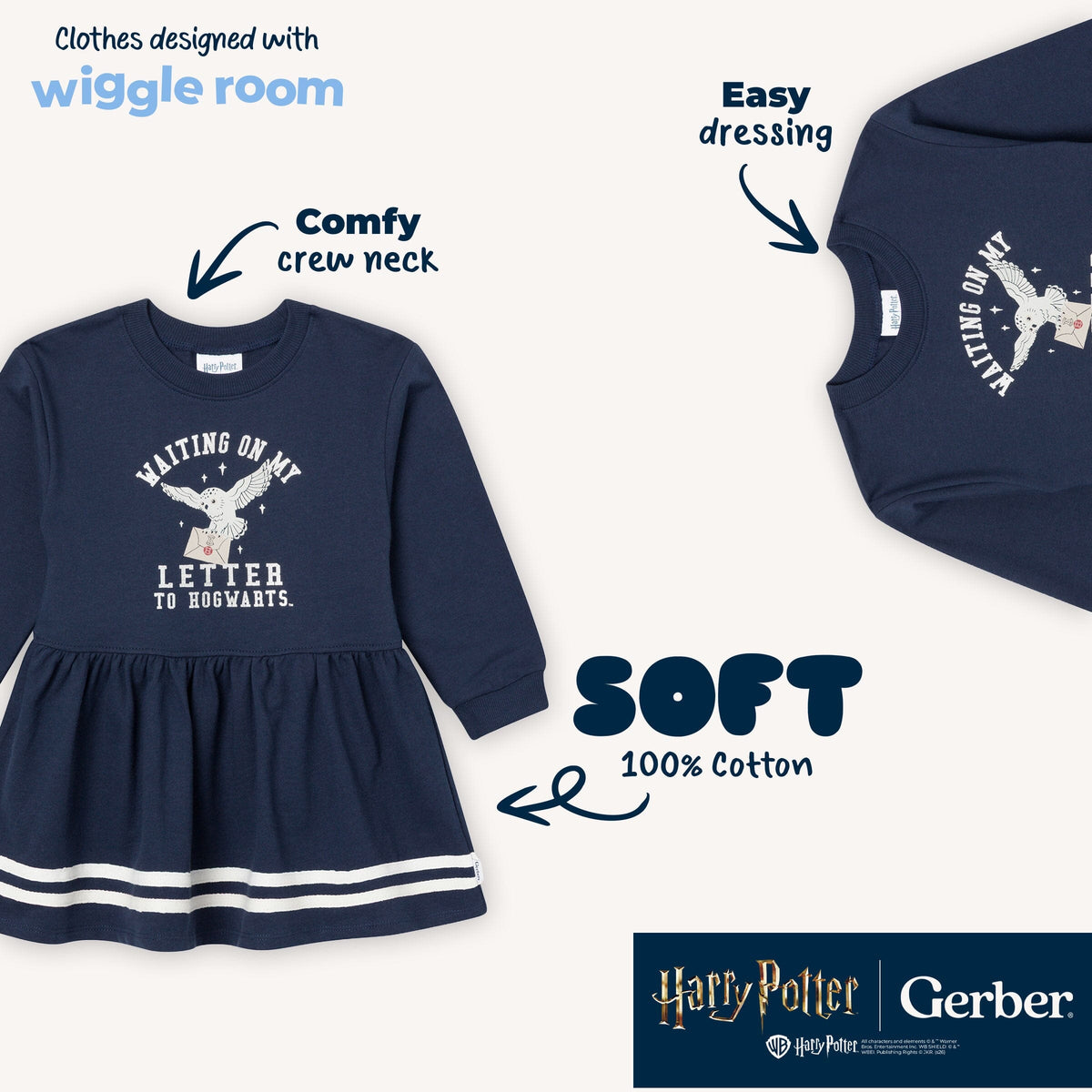 Toddler Girls Navy Hogwarts Letter Dress dresses Gerber® 