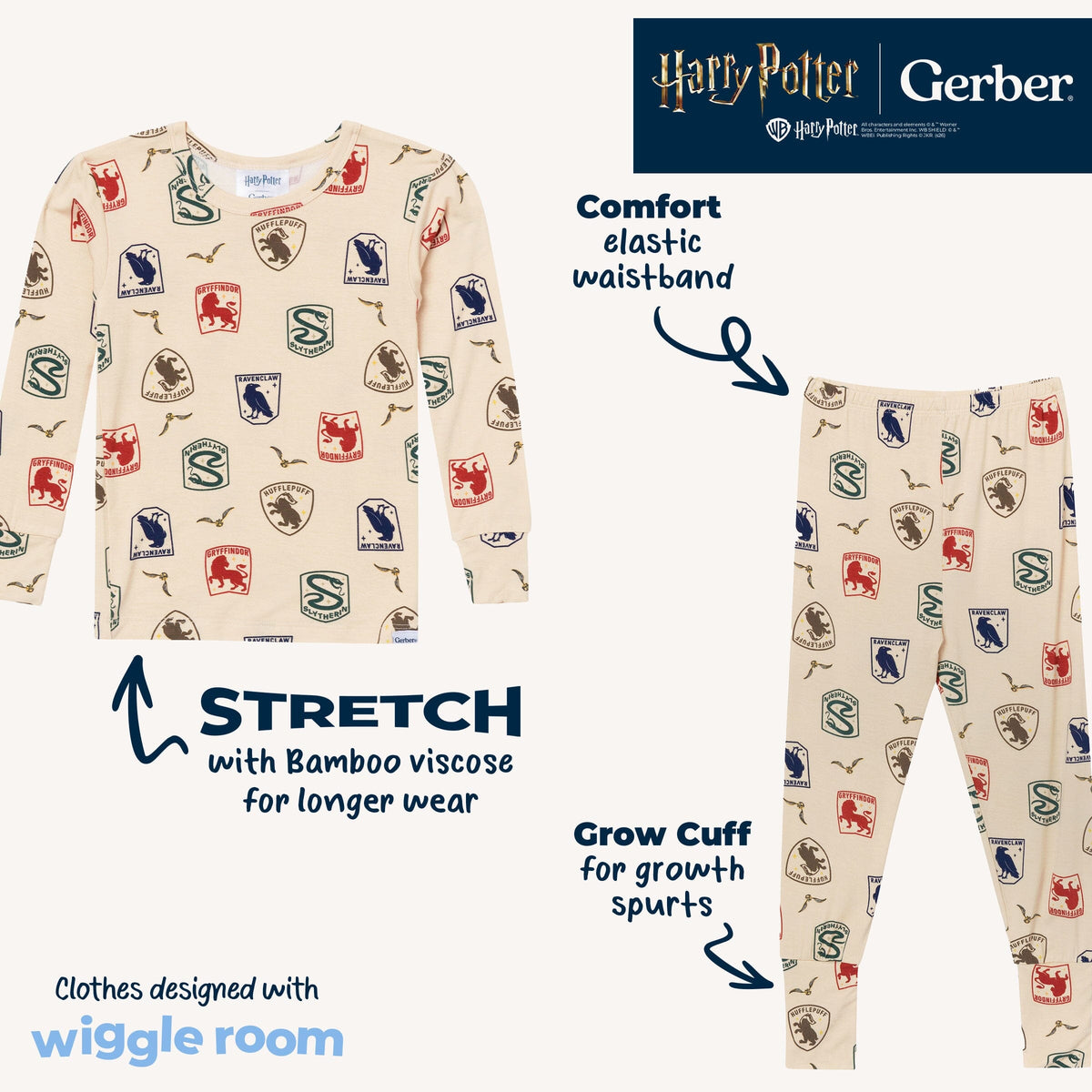 2-Piece Infant & Toddler Neutral Hogwarts House Pride Pajamas sleepwear Gerber® 