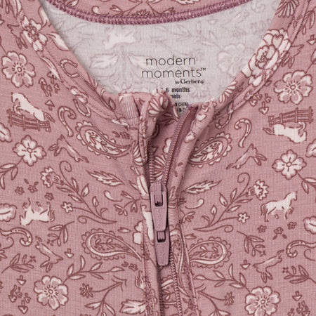Baby & Kid Girls Mauve Paisley Snug Fit Footless Pajamas