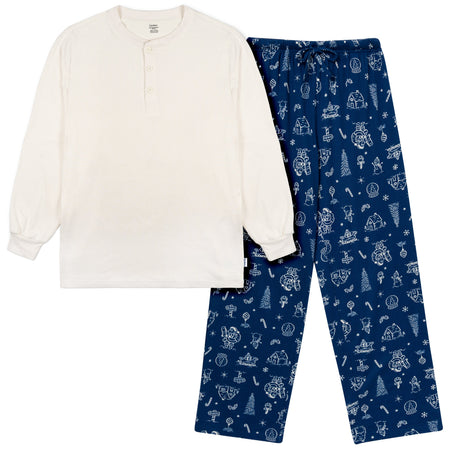 2-Piece Men's Navy Toile Hacci Pajama Set