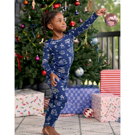 2-Piece Infant & Toddler Neutral Navy Toile Snug Fit Pajama Set