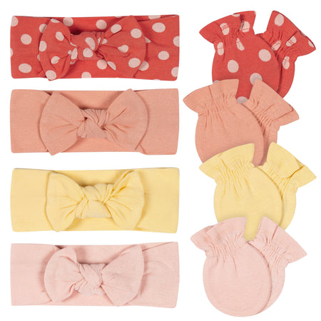 8-Piece Baby Girls Warm Headband & Mitten Set