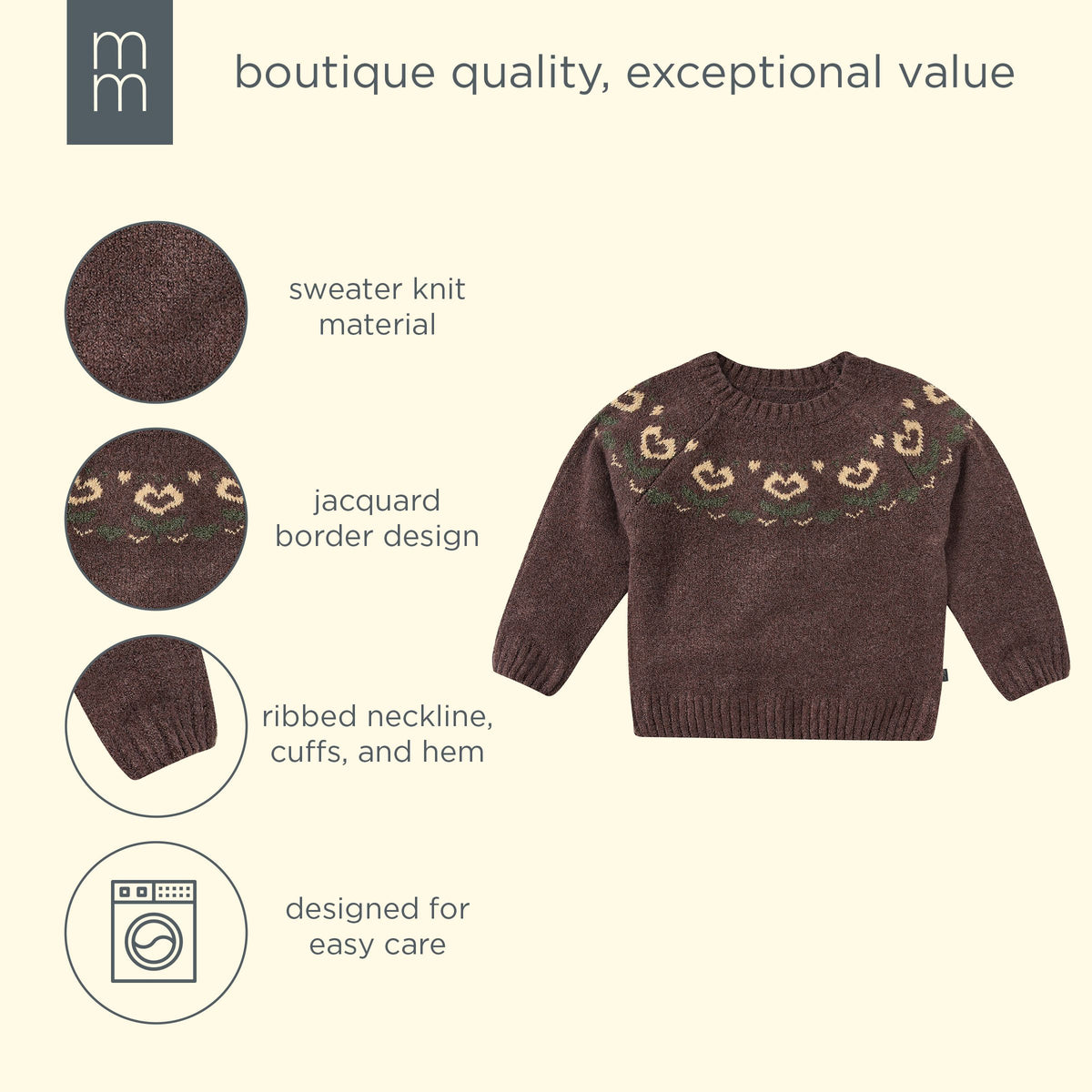 Toddler & Kid Girls Chocolate Hearts Jacquard Knit Sweater tops modern moments™ by Gerber® 