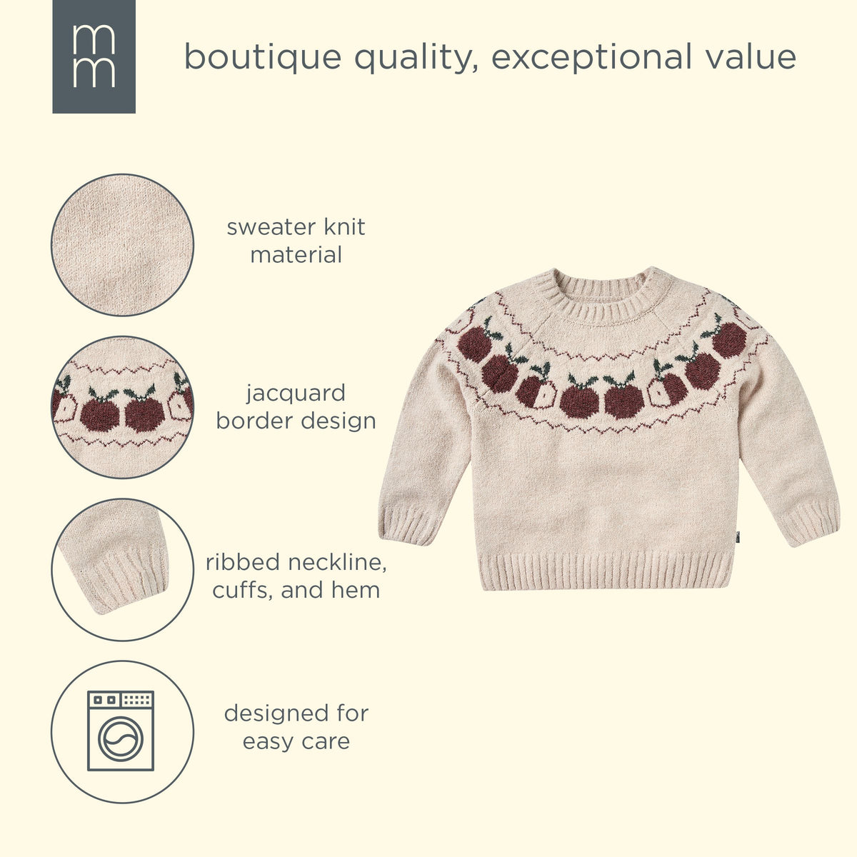 Toddler & Kid Girls Oatmeal Apples Jacquard Knit Sweater tops modern moments™ by Gerber® 