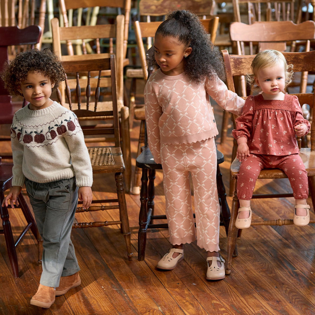 Toddler & Kid Girls Oatmeal Apples Jacquard Knit Sweater tops modern moments™ by Gerber® 