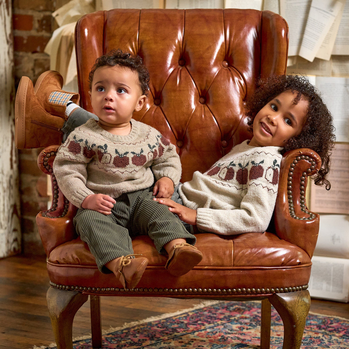 Toddler & Kid Girls Oatmeal Apples Jacquard Knit Sweater tops modern moments™ by Gerber® 