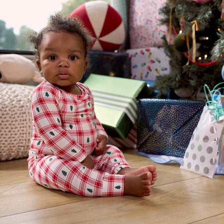 2-Piece Baby Neutral Plaid Tree Onesie® Pant Set