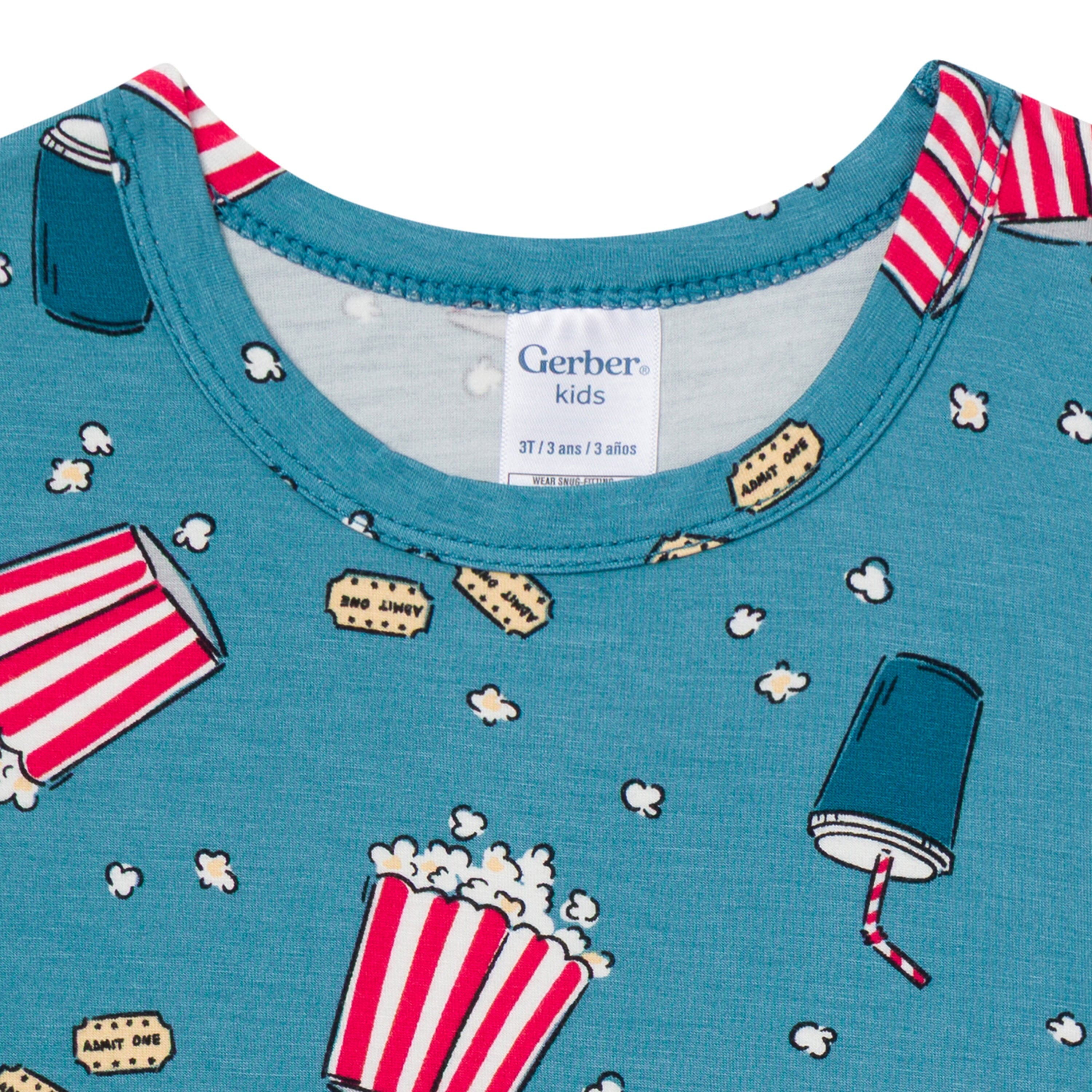 2-Piece Big Kids Neutral Movie Night Pajamas Sleepwear Gerber® 