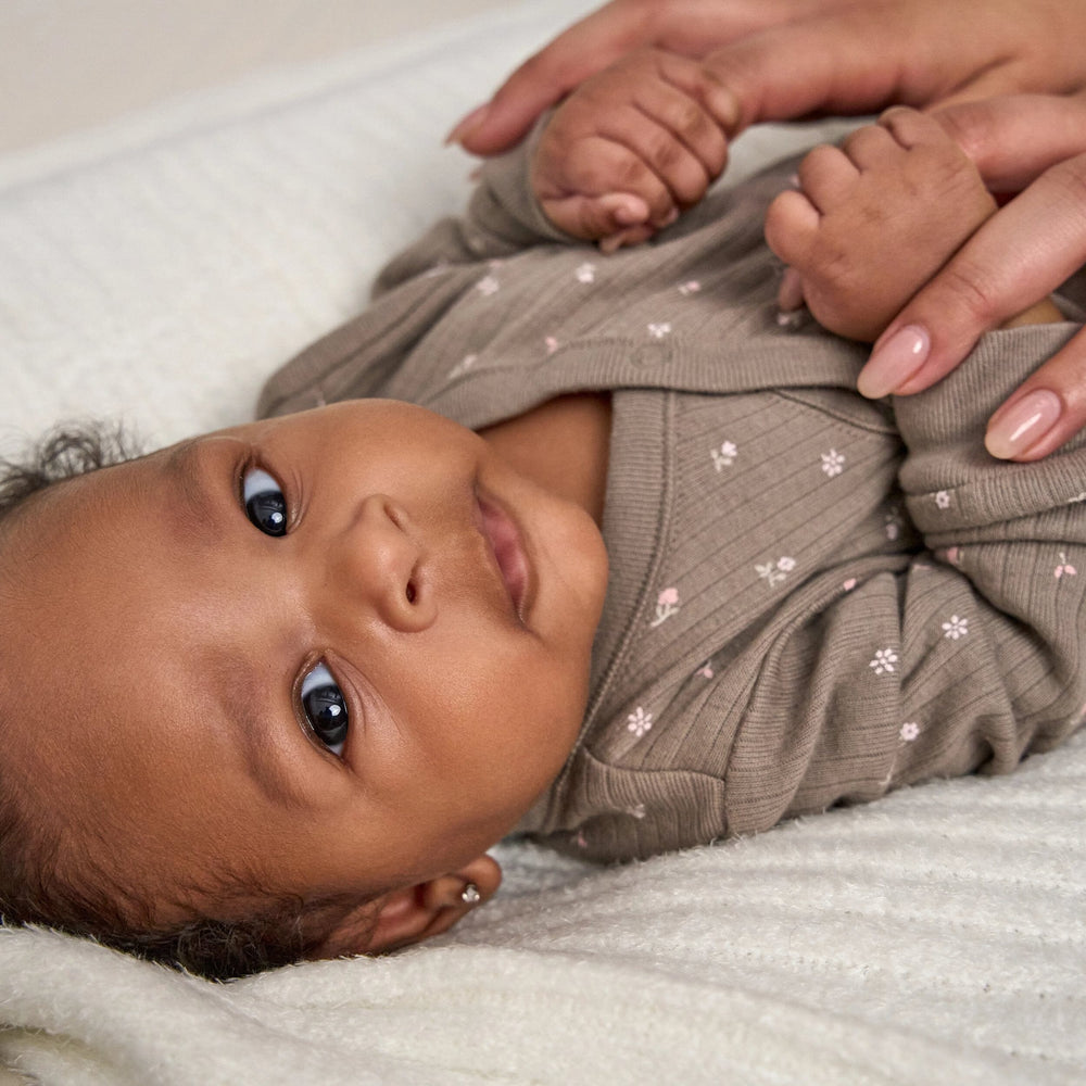 Baby Girls Brown Flowers Footless Pajamas sleepwear Gerber® 